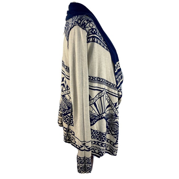 Flying Tomato Aztec Indian Navajo Reversible Cardigan Navy & Cream Big Size S - Picture 11 of 13